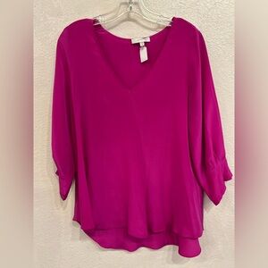 Lavender Brown Silk Blouse Size Medium Gorgeous V Neck